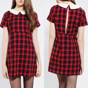 Coincidence & Chance Collared Plaid Babydoll Dress